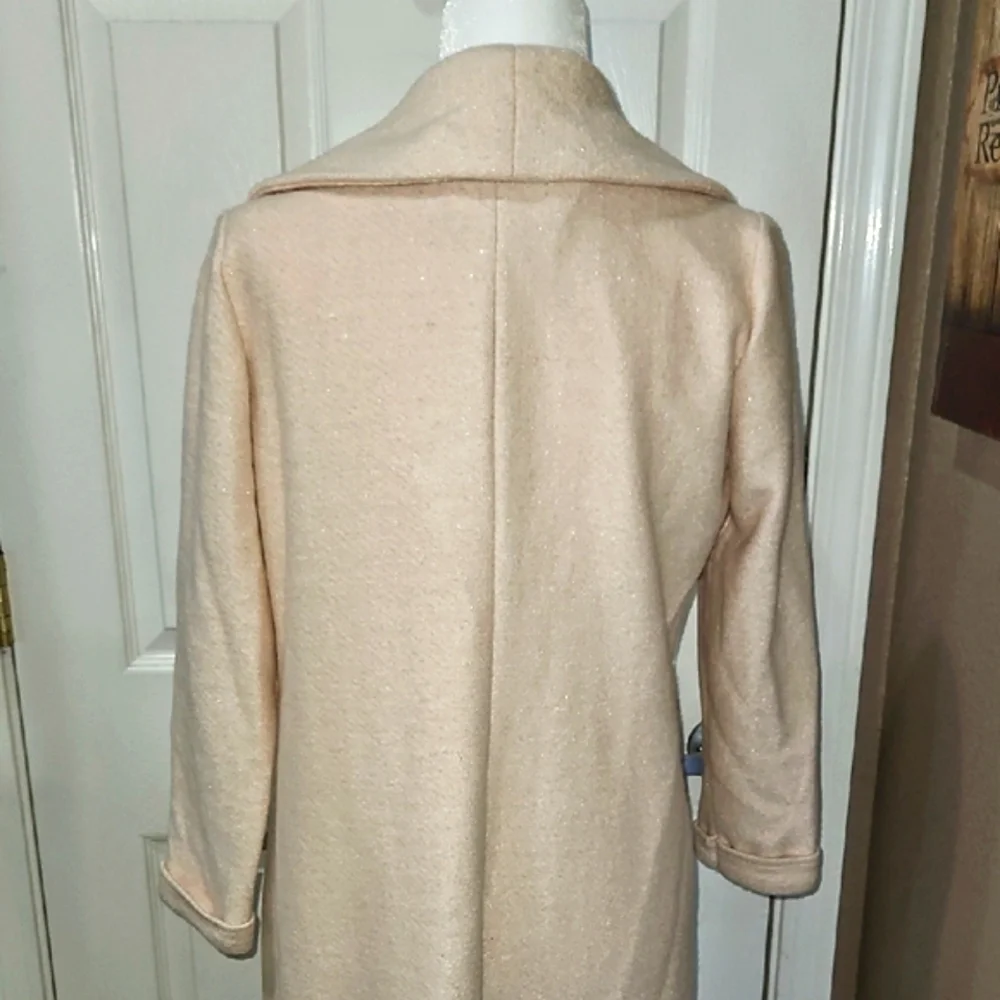 BeBe Wool Blend Pastel Pink With Silver Thredding Trech Coat Jacket - Picture 4 of 10